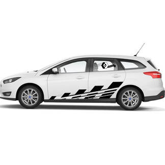 Coppia Ford Focus Checkered FLAG Side Door Rocker Panel strisce laterali decalcomanie Kit grafico
