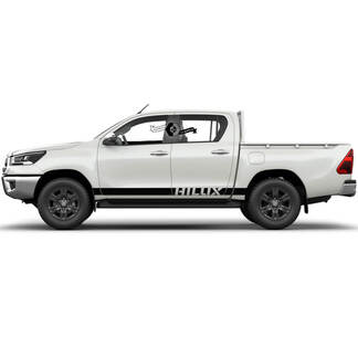 Coppia Toyota Hilux Modern Rally Solid Stripe Side Rocker Panel Vinyl Stickers Decal Graphic
