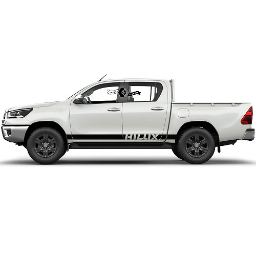 Coppia di adesivi in vinile per fiancate laterali con striscia solida per Toyota Hilux Modern Rally.
