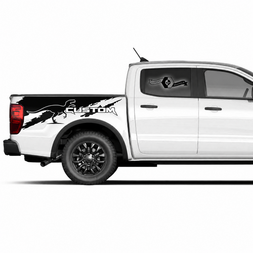 COPPIA Adesivi in Vinile con Contorno Personalizzato a Forma di Dinosauro per Pannello Torn Bordo Letto Ford F-150 2022