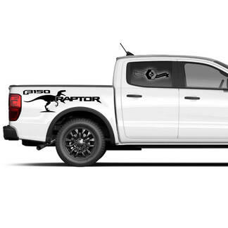 2 x Modern New Ford F150 Raptor 2022 logo Decalcomania grafica per letto laterale
