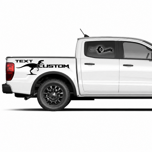 DECORAZIONE IN VINILE PERSONALIZZATA Silhouette di Dinosauro Coppia Adesivo da Comodino per Ford F-150 2022