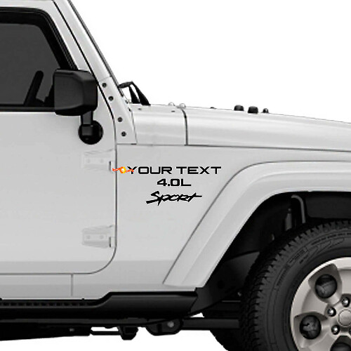 Adesivo Vinile Personalizzato parafango anteriore stile sportivo 4.0 per Jeep Wrangler