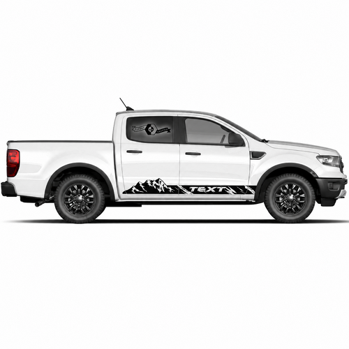Testo personalizzato adesivi grafici in vinile consumato per pannello laterale mountain rocker a strisce, coppia di decalcomanie per musclecar, camion, power truck 2022