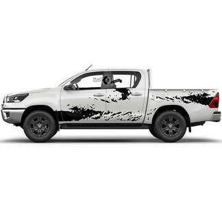 Coppia Toyota Hilux 2022 Rally Doors Side Bed Splash Distressed WRAP Vinyl Stickers Decal Graphic
