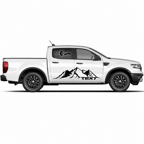 Adesivi in vinile con testo personalizzato Montagne per porta laterale Coppia di decalcomanie per musclecar, camion potente 2022