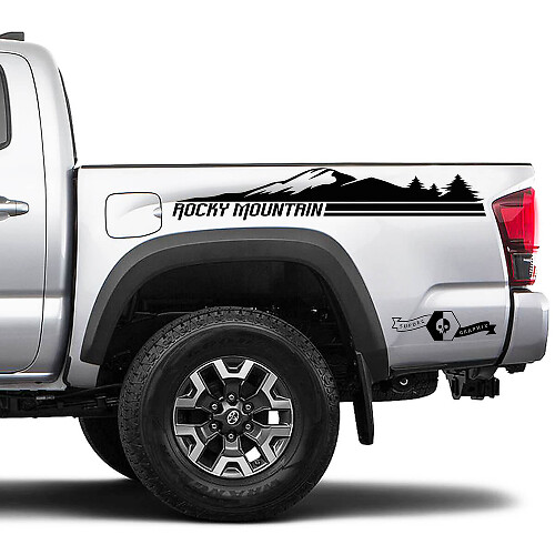 Coppia di adesivi grafici per fiancate del letto laterale Toyota Tacoma Rocky Mountain Forest
