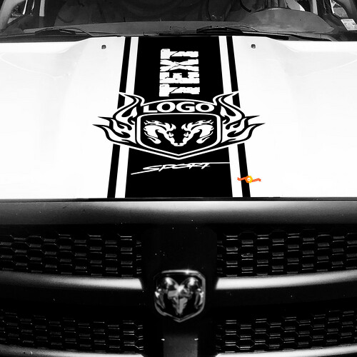 Adesivo in Vinile Personalizzato con Striscia Stile Hemi per Cofano Dodge Ram 1500