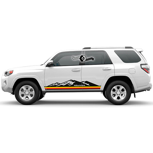 Adesivo in vinile a strisce dritte retrò con montagne per la porta laterale per Toyota 4Runner