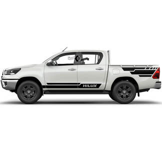 Coppia Toyota Hilux 2022 Rally Doors Bed Side Splash Modern WRAP Vinyl Stickers Decal Graphic
