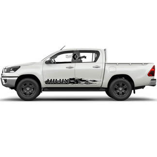 Coppia Toyota Hilux Modern Rally Distressed Fire Lightning Stripe Side Rocker Panel Vinyl Stickers Decal Graphic

