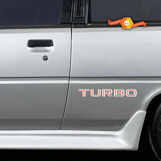 Coppia Mitsubishi Cordia Turbo decalcomanie laterali carrozzeria in vinile grafica adesiva 2 colori
