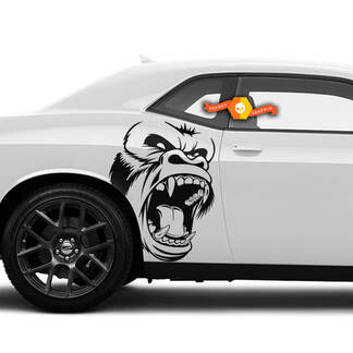 Coppia di adesivi per decalcomanie Side Angry Gorilla Kong Side Dodge Challenger o Charger

