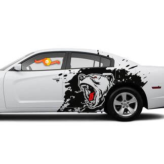 Coppia di adesivi laterali Angry Grizzly Bear Side Dodge Challenger o Charger Splash Wrap Decals Due colori
