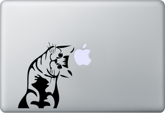 Adesivo decalcomania gatto Meow per laptop MacBook
