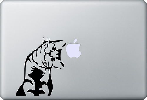 Adesivo decalcomania gatto Meow per laptop MacBook
