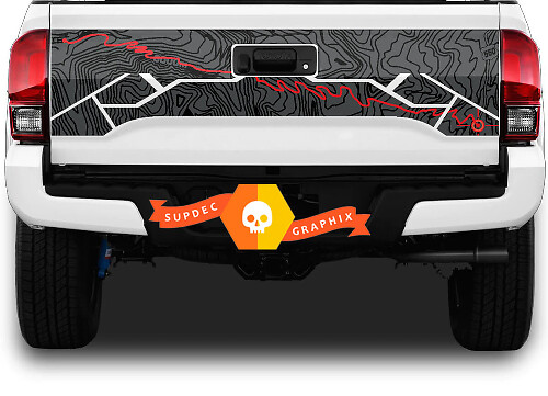 Adesivo in vinile per decalcomania della mappa topografica dell'avventura del Toyota Tacoma Tailgate TRD off road
