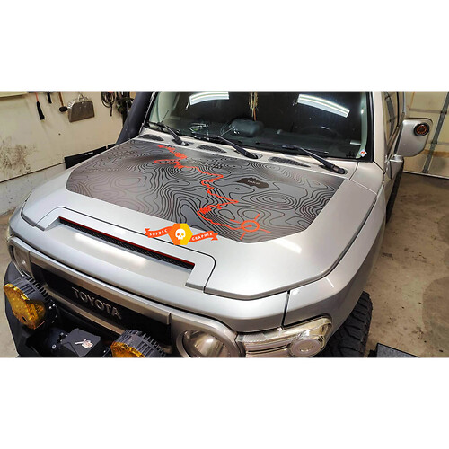 Adesivo in Vinile con Mappa Topografica per Cofano Toyota FJ Cruiser