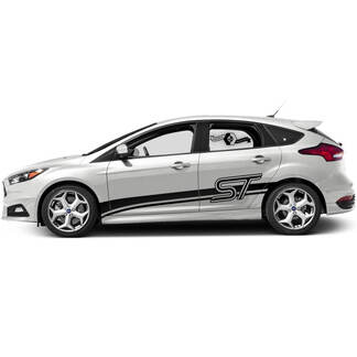 Coppia Ford Focus st Logo Side Door Rocker Panel strisce laterali decalcomanie Graphic Kit

