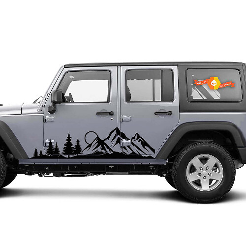 Kit Adesivi in Vinile per Portiere Forest Mountain per Jeep Wrangler Gladiator