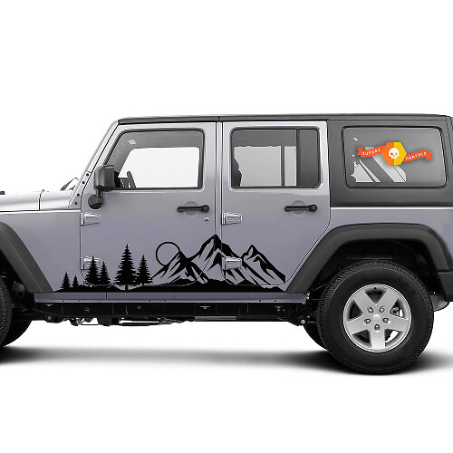 Adesivo Vinilico per Battitacco Porta Forest Mountain Rocker Panel per Jeep Wrangler JK JL Gladiator