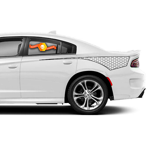 Kit di adesivi in vinile a strisce laterali a nido d'ape per Dodge Charger