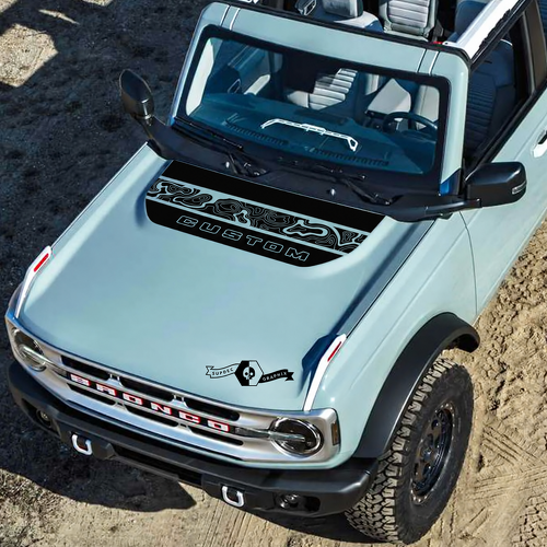 Adesivo in Vinile per Cofano con Fascia Lettere Topografiche PERSONALIZZATO per SUV Ford