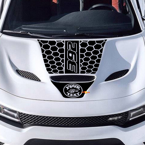 Adesivo in Vinile Personalizzato con Testo Stile Nido d'Ape per Cofano Dodge Charger 2015-2021
