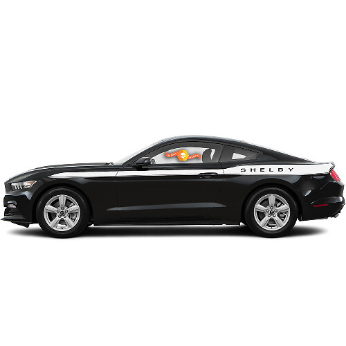 Coppia di adesivi in vinile per fiancate con logo personalizzato Shelby per Ford Mustang 2015-2017
