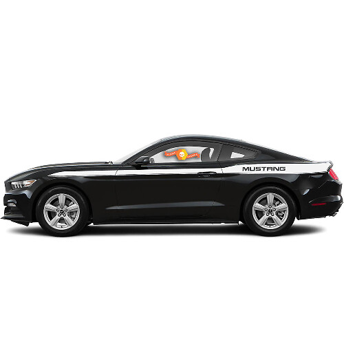 Coppia di adesivi in vinile con striscia laterale del logo Mustang per Ford Mustang 2015-2017
