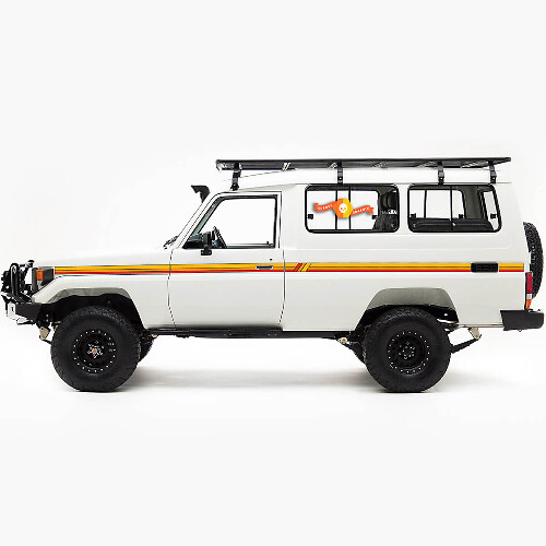 Toyota Landcruiser Troopy Porte Land Cruiser Porte Retro Vecchia Scuola Lato Lato Retro Grafica Vintage Strisce
