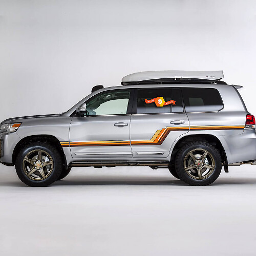 Adesivi in vinile a strisce laterali in stile retrò per Toyota Land Cruiser serie 200