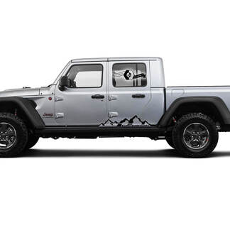 Coppia Jeep Gladiator Rocker Panel Doors Mountains 2019 2020 2021 Per entrambi i lati Grafica in vinile Decal Sticker
