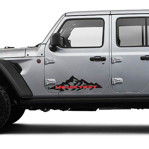 Coppia di grafiche in vinile adesivo per porte Jeep Gladiator, montagne in due colori
