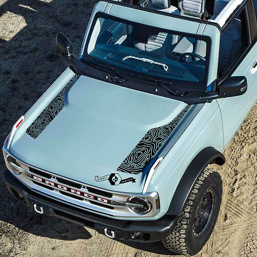 Nuovo logo Ford Bronco 2021 2022 Kit adesivo in vinile per cofano con mappa topografica
