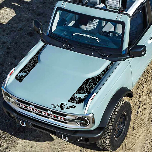 Kit adesivo vinile con mappa topografica del cofano Logo 2 per Ford Bronco 2021-2022