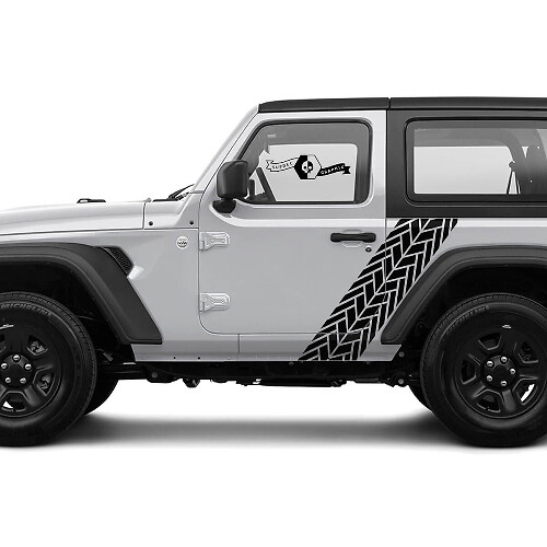 2 Nuove strisce JEEP Wrangler con grafica laterale della pista delle gomme Adesivo Decalcomania
 1