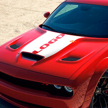 Adesivo in Vinile Personalizzato con Logo Stile Blackout per Cofano Dodge Challenger 2015-2021_2