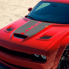 Adesivo in Vinile Personalizzato con Logo Stile Blackout per Cofano Dodge Challenger 2015-2021_3
