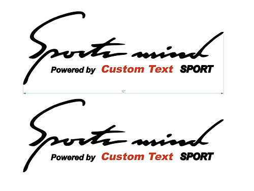 2 adesivi per decalcomanie con testo personalizzato Sports Mind Powered by

