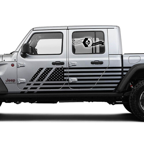 Coppia jeep gladiator porte USA Bandiera laterale BEDATOR Gladiatore Decal Decal Decal