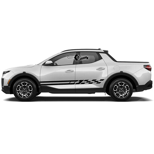 2x Hyundai Santa Cruz Modern Rocker Panel Checkered FLAG Side Vinyl Stickers Decal Graphic kit
