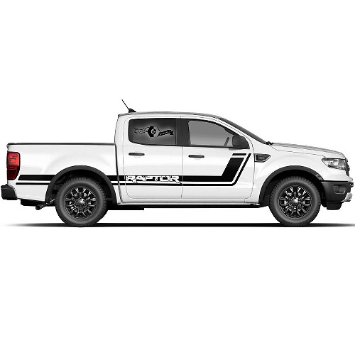 2x Nuove Strisce Adesive Grafiche per Porte Laterali Ford F150 Raptor 2022 Bed Raptor
