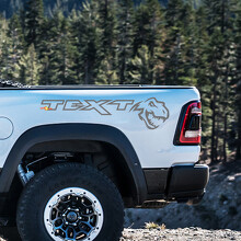 Set di Adesivi in Vinile da Comodino T-Rex & Testo Personalizzato per Dodge Ram Rebel 1500 TRX_2