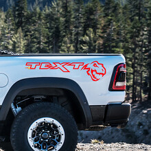 Set di Adesivi in Vinile da Comodino T-Rex & Testo Personalizzato per Dodge Ram Rebel 1500 TRX_3