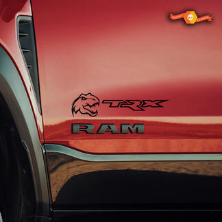 2x piccolo Dodge Ram Rebel 2022+ 2023+ 1500 TRX dinosauri T-Rex TRX camion vinile adesivo grafico
