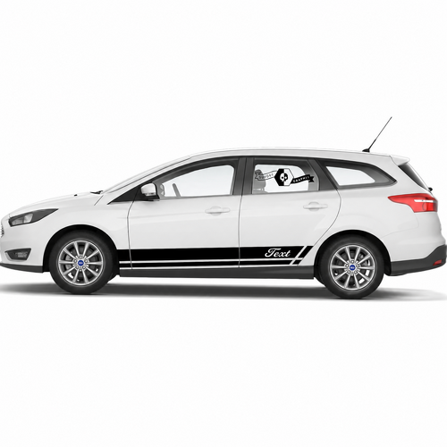 Text Cursive Twin Line Rocker Stripe Pair Minigonna Adesivo in vinile per Ford Focus