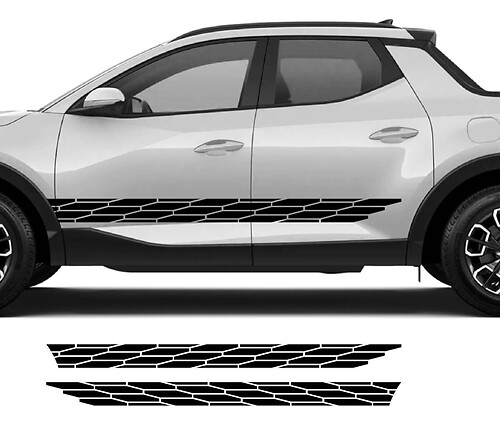 Pannello basculante geometria moderna logo laterale adesivi in ​​vinile decalcomania kit grafico adatto per Hyundai Santa Cruz

