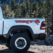 Coppia di adesivi in vinile personalizzati stile TRX per pannello letto Ram 1500 Rebel TRX_2