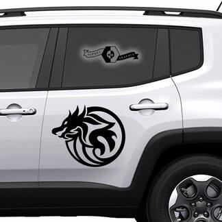 Coppia qualsiasi logo auto porta moderna ANIMALI Dragon New Side Doors strisce decalcomanie kit grafico
